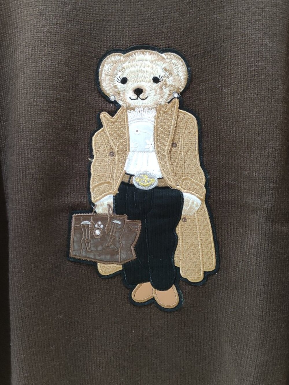 Ralph Lauren Polo Bear Brown Crewneck Knit Sweater - Picture 5 of 8